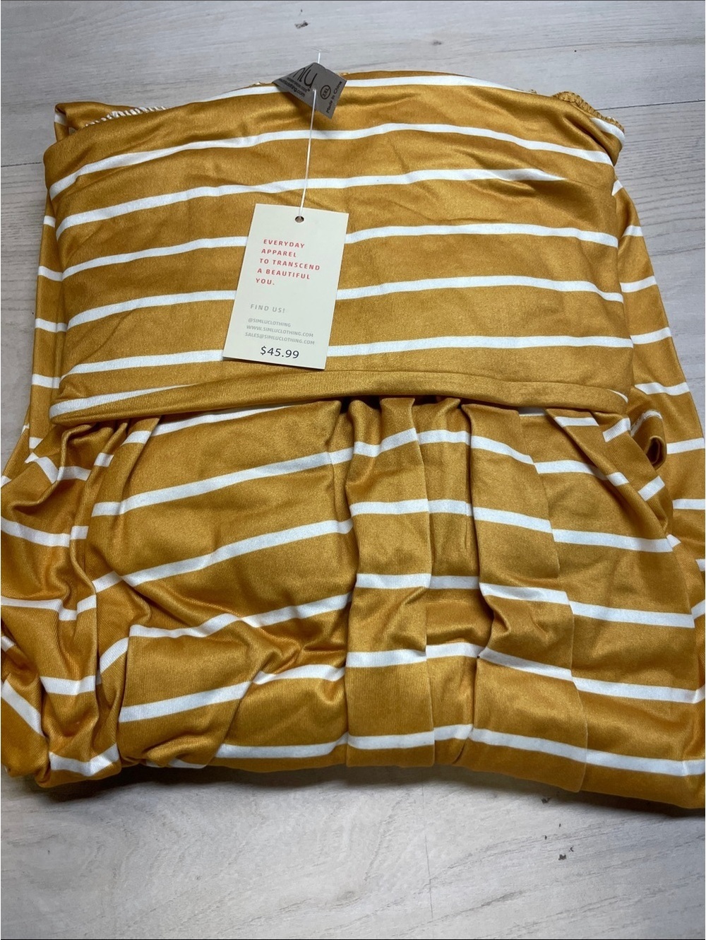 Striped Mustard and White Midi Dress with Waist Detail #C66